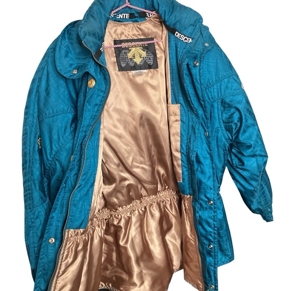 Vintage Descente Jacket Ski Snow Parka Coat 80s 90s Apres Teal Hood Women’s 10 M - Picture 7 of 9